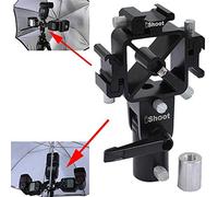 Support de flash universel 3 en 1 avec 2 trous pour parapluie pour trépied d'appareil photo réfléchissant et diffuseur Speedlite
