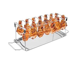 Support de flèche de poulet pour barbecue, avec un bac de récupération, accessoires de barbecue, supports de fous de poulet - Pour intérieur, extérieur, camping, fête, jardin, arrière-cour, maison