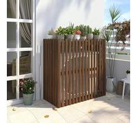 Support de fleurs d'extérieur autonome en bois et housse AC - Cadre ventilé épais pour climatiseur, clôture en bois marron durable, décoration de jardin.