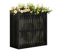 Support de fleurs en bois massif pour climatiseur - Clôture élégante avec stores en coquillage - Orange - 105 x 45 x 100 cm - Améliore la décoration et la fonctionnalité de la maison