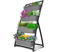 Support de fleurs Pots de fleurs, lit jardin surélevé 4 pieds, jardinières verticales surélevées autoportantes, boîtes conteneurs(Grey)