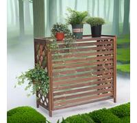 Support de fleurs pour climatisation, clôture de climatiseur à persiennes pour écran de confidentialité extérieur, couvertures de radiateur en bois massif (taille: grand) (une couleur S)