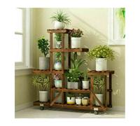 Support de fleurs Support for plantes en bois avec roulettes, multicouche, présentoir à fleurs, support de rangement mobile for l'intérieur et l'extérieur