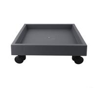 Support de fond de pot de fleurs carré mobile pour plantes en pot d'extérieur, dessous de verre roulant avec roulettes, support en plastique résistant aux intempéries, gris (intérieur 27 cm)