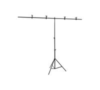 vidaXL Support de fond en forme de T Noir 201x60x(70-200) cm