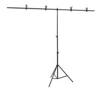 vidaXL Support de fond en forme de T Noir 201x60x(70-200) cm