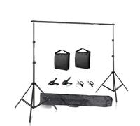 Support de fond photographique, barre transversale réglable, design télescopique, nouveaux sacs de sable flexibles, 2x2M