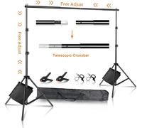 Support de fond photographique, barre transversale télescopique, construction robuste, nouveaux sacs de sable flexibles, 2Mx3M