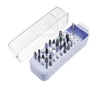 Support de forets à ongles - ABS 15,2 x 4,5 x 6,3 cm avec 40 trous | Organiseur de forets à ongles anti-poussière | Étui de rangement lavable pour outils N-ail Drill Bi-ts à domicile