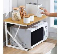 Support de Four à Micro-Ondes Étagère de Rangement pour Micro-Ondes, Tablette de Comptoir de Cuisine Multifonction de Stockage, Meuble Micro Onde en Acier au Carbone (Jaune Noyer, 54x35x34.5 cm)