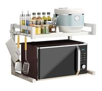 Support de four à micro-ondes extensible - B.LIVEM - Blanc - Acier - 3 Crochets de Suspension