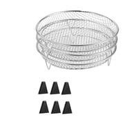 Support de friteuse à Air 3 couches, accessoire gril empilable en acier inoxydable, cuisinez plusieurs une seule fois(Circular-6foot)
