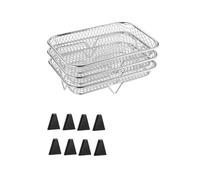 Support de friteuse à Air 3 couches, accessoire gril empilable en acier inoxydable, cuisinez plusieurs une seule fois(Rectangular-8foot)
