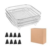 Support de friteuse à Air 3 couches, accessoire gril empilable en acier inoxydable, cuisinez plusieurs une seule fois(Square-8foot)
