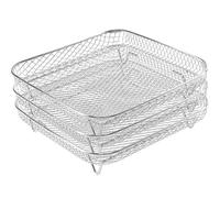 Support de friteuse à air carré 8 x 8 pouces, panier en acier inoxydable à 3 couches, facile nettoyer, grille de cuisson, accessoires pour gril, four, friteuse air, panier en acier inoxydable