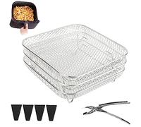 Support de friteuse à air carré à 3 couches comprenant 4 pieds hauts et clip, accessoires de friteuse à air carré, compatible avec les friteuses Ninja Speedi 5,7 L COSORI 5,5 L Instant Vortex 5,7 L