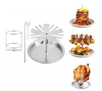 Support de friteuse à dinde en acier inoxydable pour poulet et support de dinde, support de rôtissage de volaille multi-usage avec pointes amovibles et support de jambe