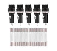 Support de fusible, 5pcs Support de fusible électrique monté sur panneau, avec cache-vis Support de fusible à souder pour fusibles en verre 6 * 30 AC 125V 15A / 250V 10A
