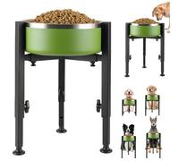 Support de gamelle pour chien réglable en hauteur - Support surélevé en métal - Pour chiens de taille moyenne et petite taille - Hauteur et largeur réglables - Noir (support uniquement)