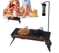 Support de gamelle pour chien, support de gamelle en métal, support de lampe intégré, mangeoire de voyage portable, pour alpinisme, voiture, camping, utilisation intérieure et extérieure, compatible