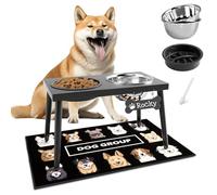 Support de gamelle surélevée en métal pour Chiens de Grande et Moyenne Taille, gamelles surélevées avec Tapis Anti-éclaboussures et mangeoire Lente, gamelles de Nourriture pour Animaux de