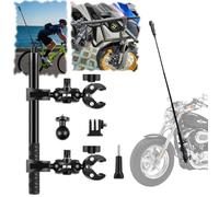 Support de guidon de moto à double pince avec perche à selfie invisible de 170 cm | Kit vidéo stable pour caméras d'action Insta360 X5/X4/X3/X2/XONE/GO2/3