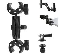 Support de Guidon de Moto Pince Double Pince de Support Super Clamp Réglable 360° Rotatif Supports Caméra D'Action avec Vis 1/4"-20 pour Trépied Léger Réflecteur Vélo Moto Guidon Perche à Selfie