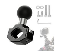 Support de guidon en alliage d'aluminium, zone de maintien ajustable de 10 mm à 16 mm, avec boule en TPU pour moto, vélo, compatible avec miroir, GoPro, Akaso, DJI Insta360 (adapté pour diamètres de 2