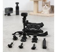 Support de harnais pour chat avec double caméra pour caméras d'action - Installation POV à la première personne compatible avec DJI GO3 et la plupart des climatisations filetées de 6,35 mm
