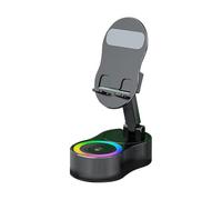 Support De Haut-parleur À Induction - Éclairage Noir 16x8x7cm ABS, Support Audio Sans Fil Pour Smartphone, Tablette, Station De Son Mobile, Écoute De Musique, Production Vidéo, Base Compacte, Stab