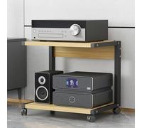 Support de haut-parleur HiFi à 2 niveaux pour télévision, table d'imprimante mobile en bois, table d'appoint roulante pour la maison, le bureau, tourne-disque, meubles 50 x 40 x 35 cm