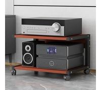 Support de haut-parleur HiFi - Table d'appoint roulante - Meuble pour imprimante mobile - Meuble TV à 2 niveaux - Meuble TV en bois - 50 x 40 x 30 cm - Noir
