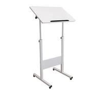 Support de haut-parleur portable avec roulettes et étagère réglable - Podium noir idéal pour églises, conférences, auditoriums • Support de chaire mobile (blanc, 80 x 40 cm)