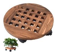 Support De Jardinière En Bois Roulant De 30 Cm Avec Roulettes, Support Rond Pour Pot De Fleurs, Chariot De Jardinière Intérieur Et Extérieur Avec Roulettes Rotatives À 360°, Plateau Roulant, Dessous
