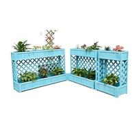 Support de jardinière rectangulaire à deux niveaux en bois cèdre | Multicolore, plusieurs tailles, scénario d'utilisation : maison, jardin, bureau, extérieur.(Blue,100x35x90cm)