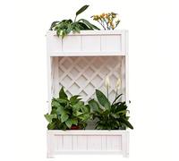 Support de jardinière rectangulaire à deux niveaux en bois cèdre | Multicolore, plusieurs tailles, scénario d'utilisation : maison, jardin, bureau, extérieur.(White,60x35x90cm)