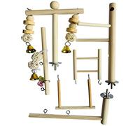 Support de Jeu pour Oiseaux | Aire de Jeux pour perroquets, Salle Sport, Support Cage à perruches, perchoirs en Bois, échelles Parc, Conure à mâcher, balançoire d'escalade, Jouet, Accessoire