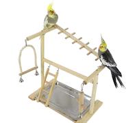 Support de jeu pour oiseaux,Échelles Balançoires Jouets d'escalade | Avec bac et tasse en acier inoxydable amovibles, aire de jeux pour perruches | Pour mâcher fourrage meulage entraînement calopsitte