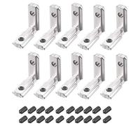 Support de joint intérieur, connecteur de coin intérieur, série 2020, fente 6 mm avec vis pour profilé d'extrusion d'aluminium, 10 pièces