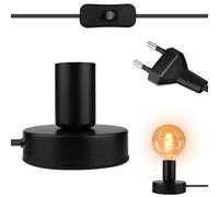 Support de lampe de bureau E27 avec interrupteur à câble : lampe de table vintage, lampe de bureau industrielle, douille E27 avec prise, pour décoration d'éclairage domestique noir (sans lampe)