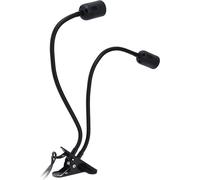 Support de lampe de table E27/E26 noir Double tête 360 degrés ajustable Support de lampe à clip en matériau durable Prise 100?240VEU