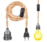 Support de lampe E27 avec câble, kit de suspension en corde chanvre support lampe suspension avec prise et câble 1,8 m, lampe suspendue pour salle à manger, chambre à coucher, maison (sans ampoule)