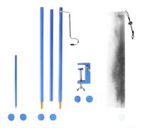 Support de lampe léger et pliable en alliage d'aluminium avec hauteur et crochet réglables, adapté pour l'éclairage extérieur et les accessoires de camping à suspendre (bleu)