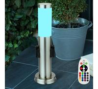 LED Extérieur Acier Inoxydable Support Lampe 2x Prise Courant Télécommande RGB