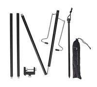 Support de lanterne de camping portable en alliage d'aluminium pour lampe d'extérieur, support suspendu pour lanternes de camping solaires rechargeables à LED, pièces d'engrenage (Noire)