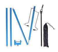 Support de lanterne de camping portable en alliage d'aluminium pour lampe d'extérieur, support suspendu pour lanternes de camping solaires rechargeables à LED, pièces d'engrenage (Bleue)