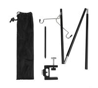 Support de lanterne en aluminium pour une utilisation en extérieur, idéal pour le camping, la pêche et les lampes suspendues (3 crochets doubles + piquet)