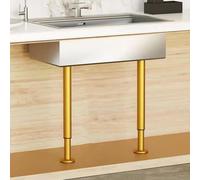 Support de lavabo, Supports pour lavabo encastré, Tige de Support télescopique pour Pied de Meuble sous-évier, 2 Supports réglables pour Table (doré, Hauteur 72-110 cm)