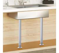 Support de lavabo, Supports pour lavabo encastré, Tige de Support télescopique pour Pied de Meuble sous-évier, 2 Supports réglables pour Table (Gris, Hauteur 72-110 cm)