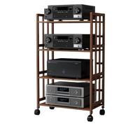 Support de lecteur de disque Hi-Fi à 4 niveaux - Support multimédia mobile pour composants audio, armoire stéréo ouverte, solution de rangement d'angle (123 cm de large x 70 cm)
